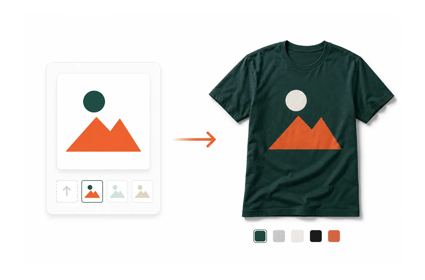 A design preview placed onto a t-shirt mockup in Pengine